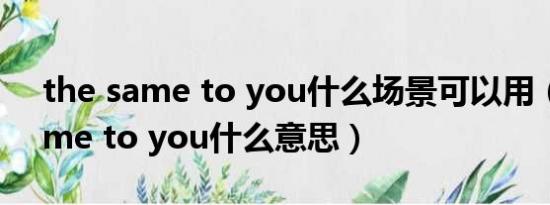 the same to you什么场景可以用（the same to you什么意思）