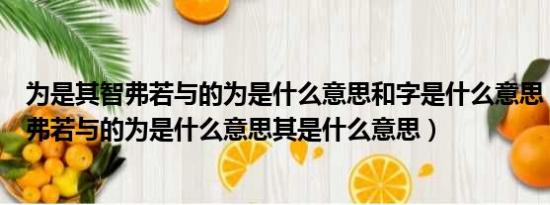 为是其智弗若与的为是什么意思和字是什么意思（为是其智弗若与的为是什么意思其是什么意思）