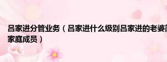 吕家进分管业务（吕家进什么级别吕家进的老婆简历吕家进家庭成员）