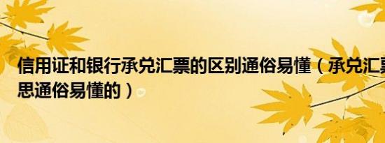 信用证和银行承兑汇票的区别通俗易懂（承兑汇票是什么意思通俗易懂的）