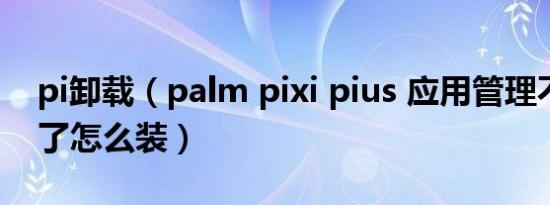 pi卸载（palm pixi pius 应用管理不小心删了怎么装）