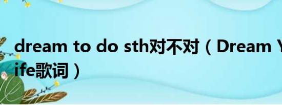 dream to do sth对不对（Dream You To Life歌词）