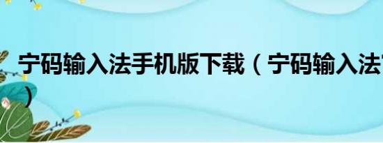 宁码输入法手机版下载（宁码输入法官方网站）