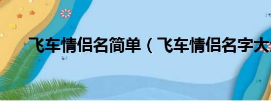 飞车情侣名简单（飞车情侣名字大全）