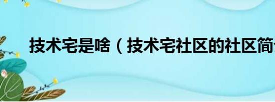 技术宅是啥（技术宅社区的社区简介）