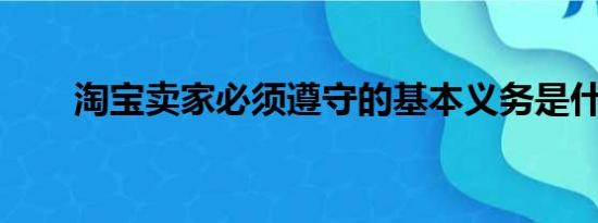 淘宝卖家必须遵守的基本义务是什么