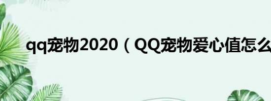 qq宠物2020（QQ宠物爱心值怎么得）