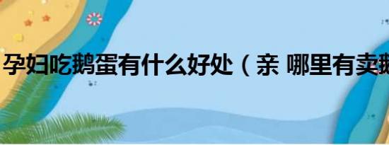 孕妇吃鹅蛋有什么好处（亲 哪里有卖鹅蛋的）