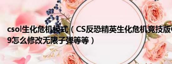 csol生化危机模式（CS反恐精英生化危机竞技版CSB12 V2.9怎么修改无限子弹等等）