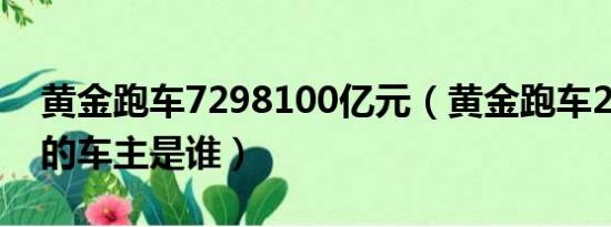 黄金跑车7298100亿元（黄金跑车28.5亿元的车主是谁）