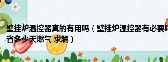 壁挂炉温控器真的有用吗（壁挂炉温控器有必要吗 具体能节省多少天燃气 求解）