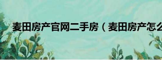 麦田房产官网二手房（麦田房产怎么样）