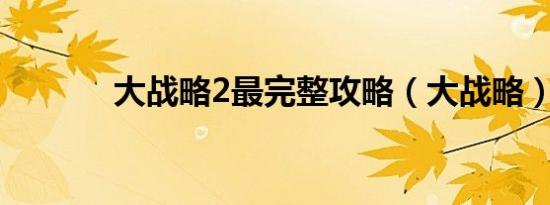 大战略2最完整攻略（大战略）