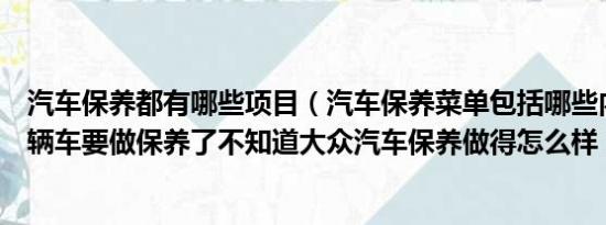 汽车保养都有哪些项目（汽车保养菜单包括哪些内容亲戚有辆车要做保养了不知道大众汽车保养做得怎么样）