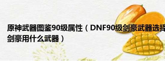 原神武器图鉴90级属性（DNF90级剑豪武器选择推荐 90级剑豪用什么武器）