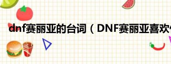 dnf赛丽亚的台词（DNF赛丽亚喜欢什么）