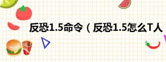 反恐1.5命令（反恐1.5怎么T人）