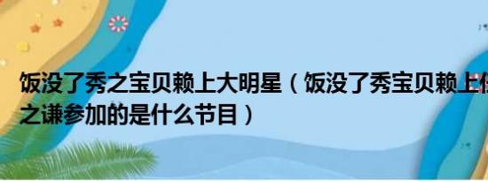 饭没了秀之宝贝赖上大明星（饭没了秀宝贝赖上任贤齐 和薛之谦参加的是什么节目）