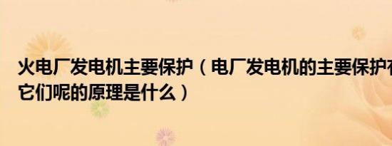 火电厂发电机主要保护（电厂发电机的主要保护有哪些以及它们呢的原理是什么）