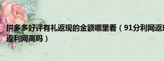 拼多多好评有礼返现的金额哪里看（91分利网返现金额比51返利网高吗）