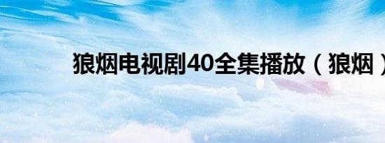 狼烟电视剧40全集播放（狼烟）