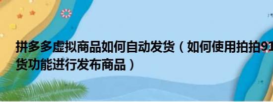 拼多多虚拟商品如何自动发货（如何使用拍拍91Ka自动发货功能进行发布商品）