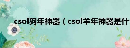 csol狗年神器（csol羊年神器是什么）