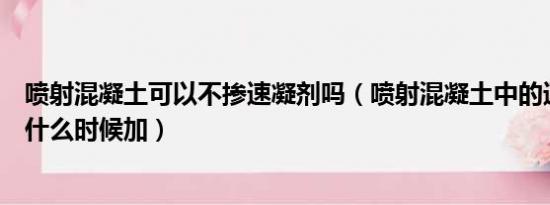 喷射混凝土可以不掺速凝剂吗（喷射混凝土中的速凝剂应该什么时候加）