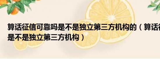 算话征信可靠吗是不是独立第三方机构的（算话征信可靠吗是不是独立第三方机构）