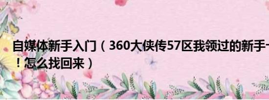 自媒体新手入门（360大侠传57区我领过的新手卡号是多少！怎么找回来）