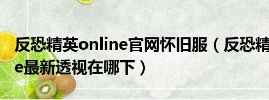 反恐精英online官网怀旧服（反恐精英Online最新透视在哪下）