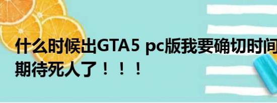 什么时候出GTA5 pc版我要确切时间啊！！！期待死人了！！！