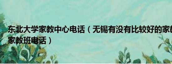 东北大学家教中心电话（无锡有没有比较好的家教中心最好家教班电话）