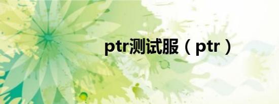 ptr测试服（ptr）