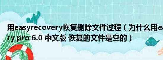 用easyrecovery恢复删除文件过程（为什么用easyrecovery pro 6.0 中文版 恢复的文件是空的）