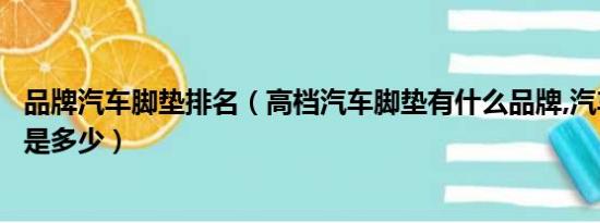 品牌汽车脚垫排名（高档汽车脚垫有什么品牌,汽车脚垫价格是多少）