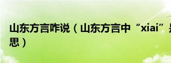 山东方言咋说（山东方言中“xiai”是什么意思）