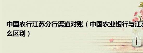 中国农行江苏分行渠道对账（中国农业银行与江苏农行有什么区别）