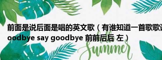 前面是说后面是唱的英文歌（有谁知道一首歌歌词是: say goodbye say goodbye 前前后后 左）