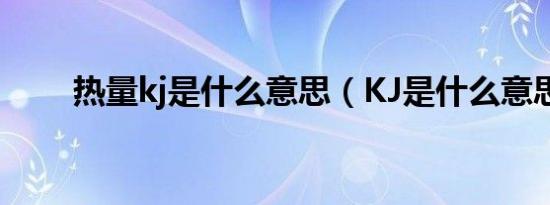 热量kj是什么意思（KJ是什么意思）