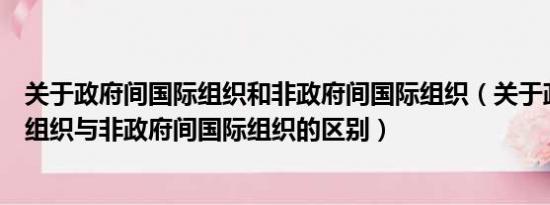 关于政府间国际组织和非政府间国际组织（关于政府间国际组织与非政府间国际组织的区别）