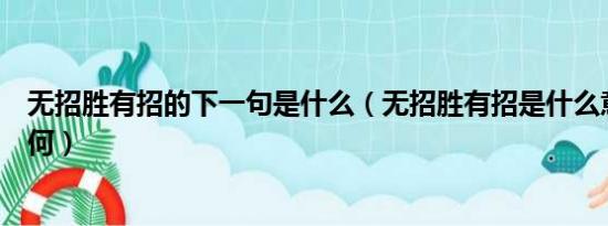 无招胜有招的下一句是什么（无招胜有招是什么意思出处是何）