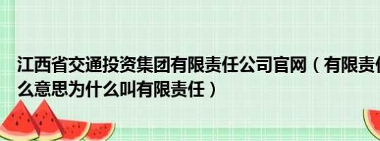 江西省交通投资集团有限责任公司官网（有限责任公司是什么意思为什么叫有限责任）