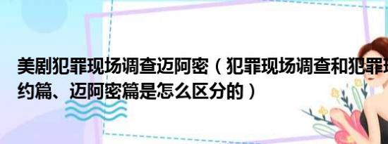 美剧犯罪现场调查迈阿密（犯罪现场调查和犯罪现场调查纽约篇、迈阿密篇是怎么区分的）