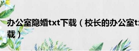 办公室隐婚txt下载（校长的办公室txt全集下载）