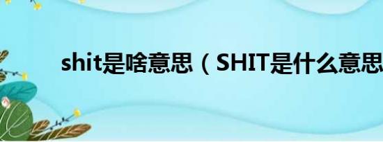 shit是啥意思（SHIT是什么意思）