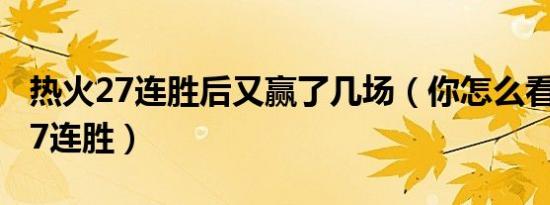 热火27连胜后又赢了几场（你怎么看热火的27连胜）