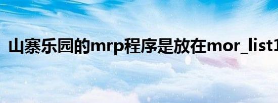 山寨乐园的mrp程序是放在mor_list17中吗