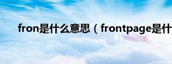 fron是什么意思（frontpage是什么）