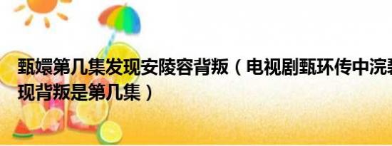 甄嬛第几集发现安陵容背叛（电视剧甄环传中浣碧被甄环发现背叛是第几集）